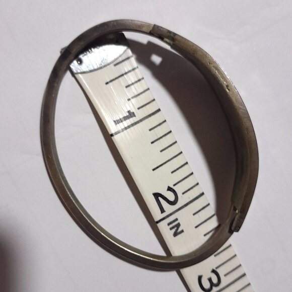 SOLD🔴🔴🔴🔴🔴🔴Vintage Alpaca Mexico Mother of Pearl Inlay Flower Bracelet - Picture 5 of 6